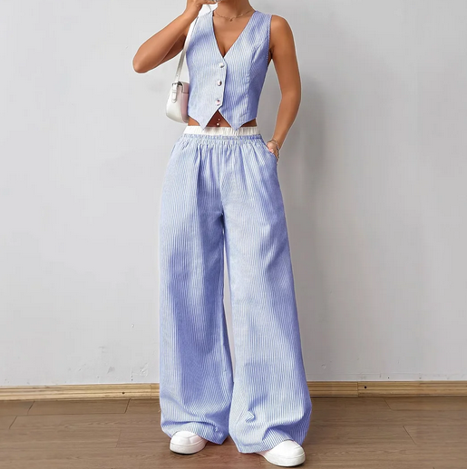 Wide-leg Trousers 2-piece Summer Casual 